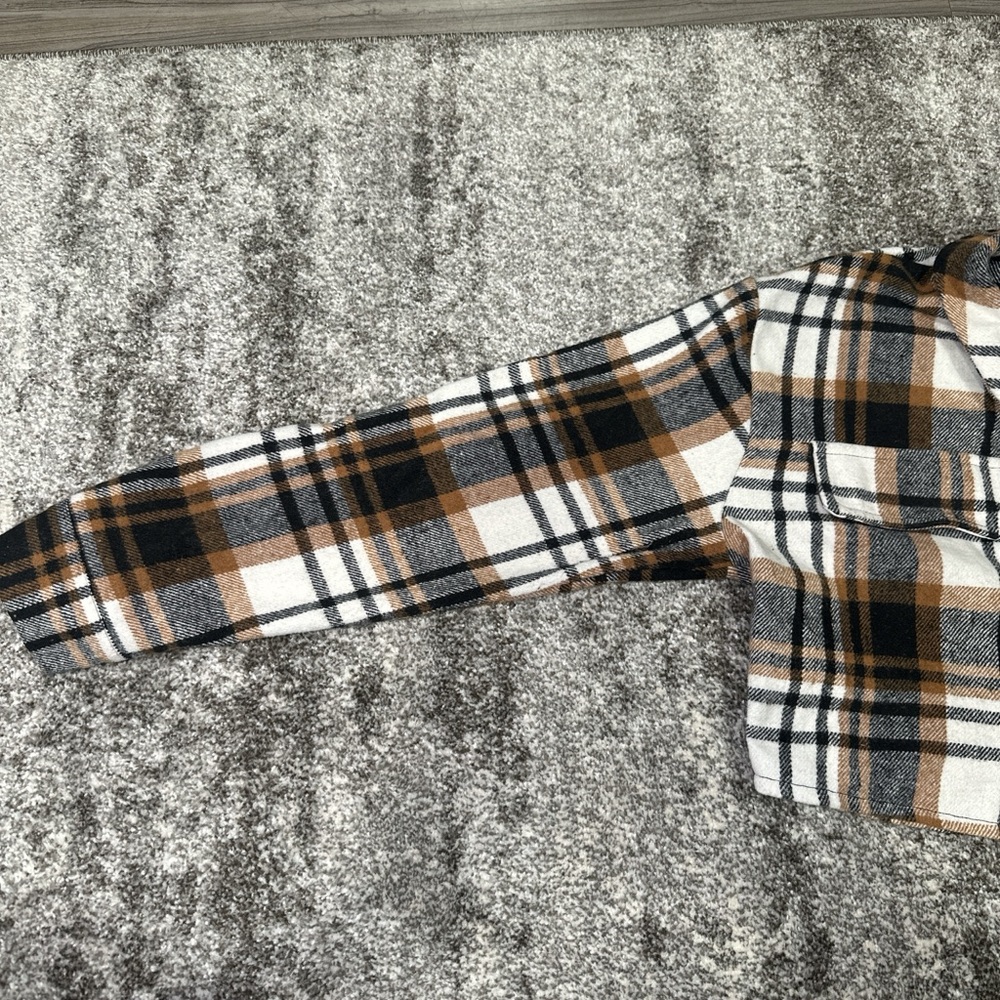 Plaid Women’s Shirt in Brown and White - Picture 2 of 4